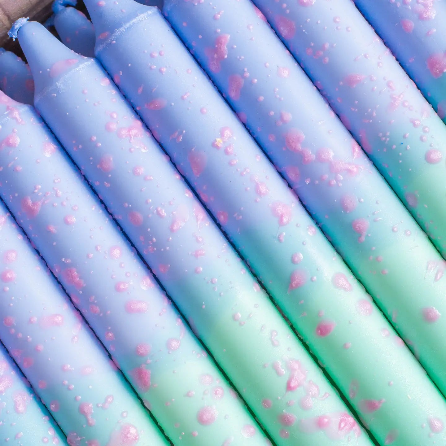 Taper Candle - Blue & Mint, Pink Confetti