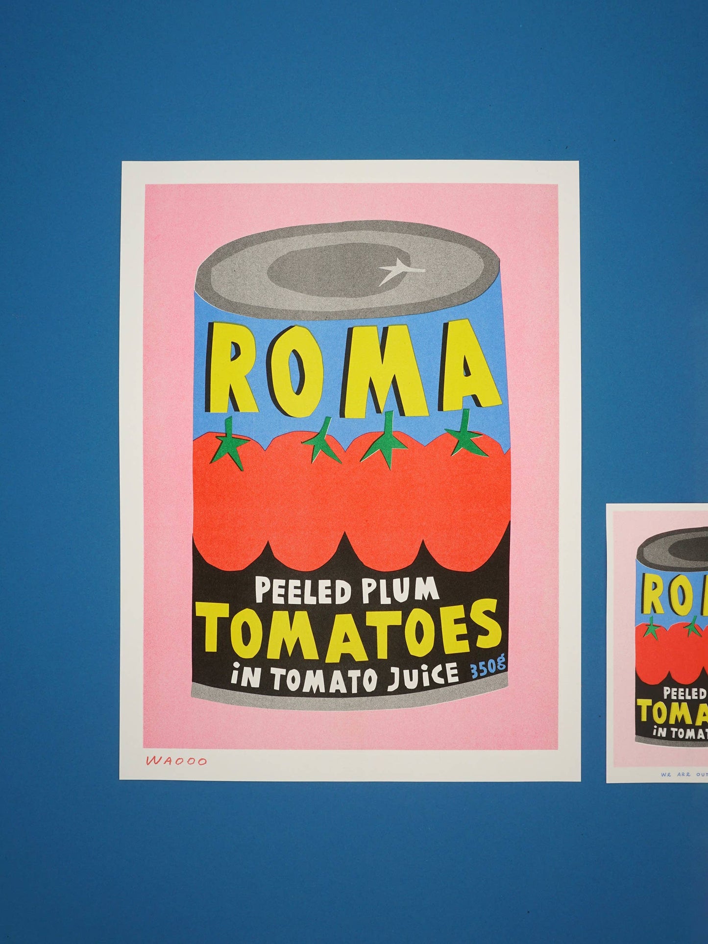 A 30 x 40 cm Can of Roma Plum Tomatoes Risograph
