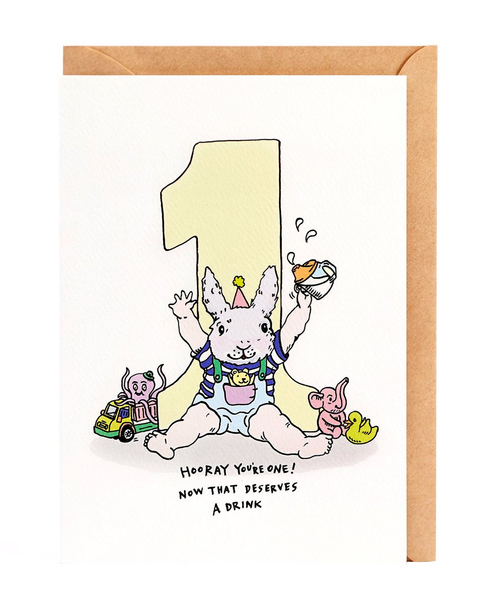 Wally Paper - Hooray You're One Greeting Card