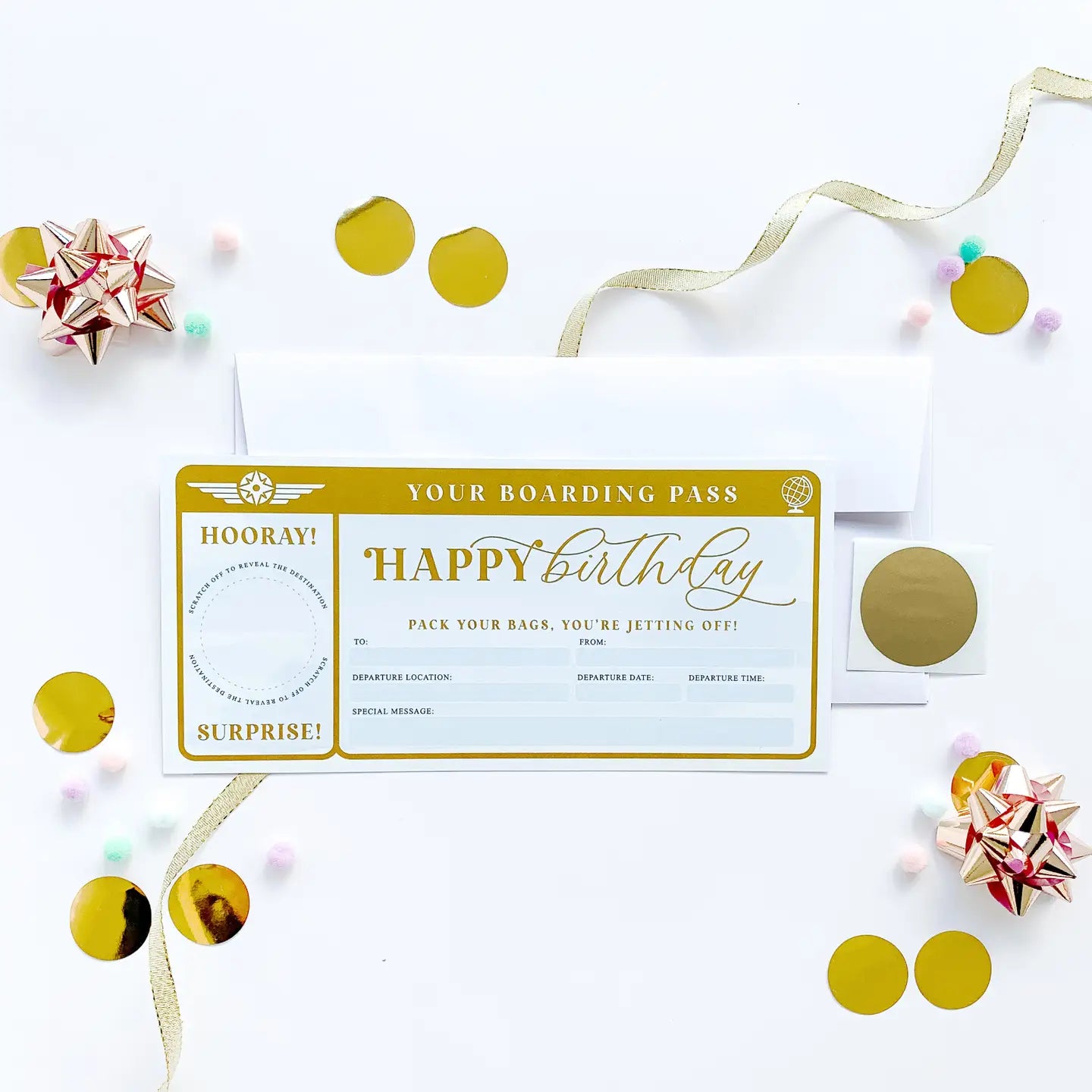 Scratch-off Birthday Boarding Pass Voucher Watercolour Blue