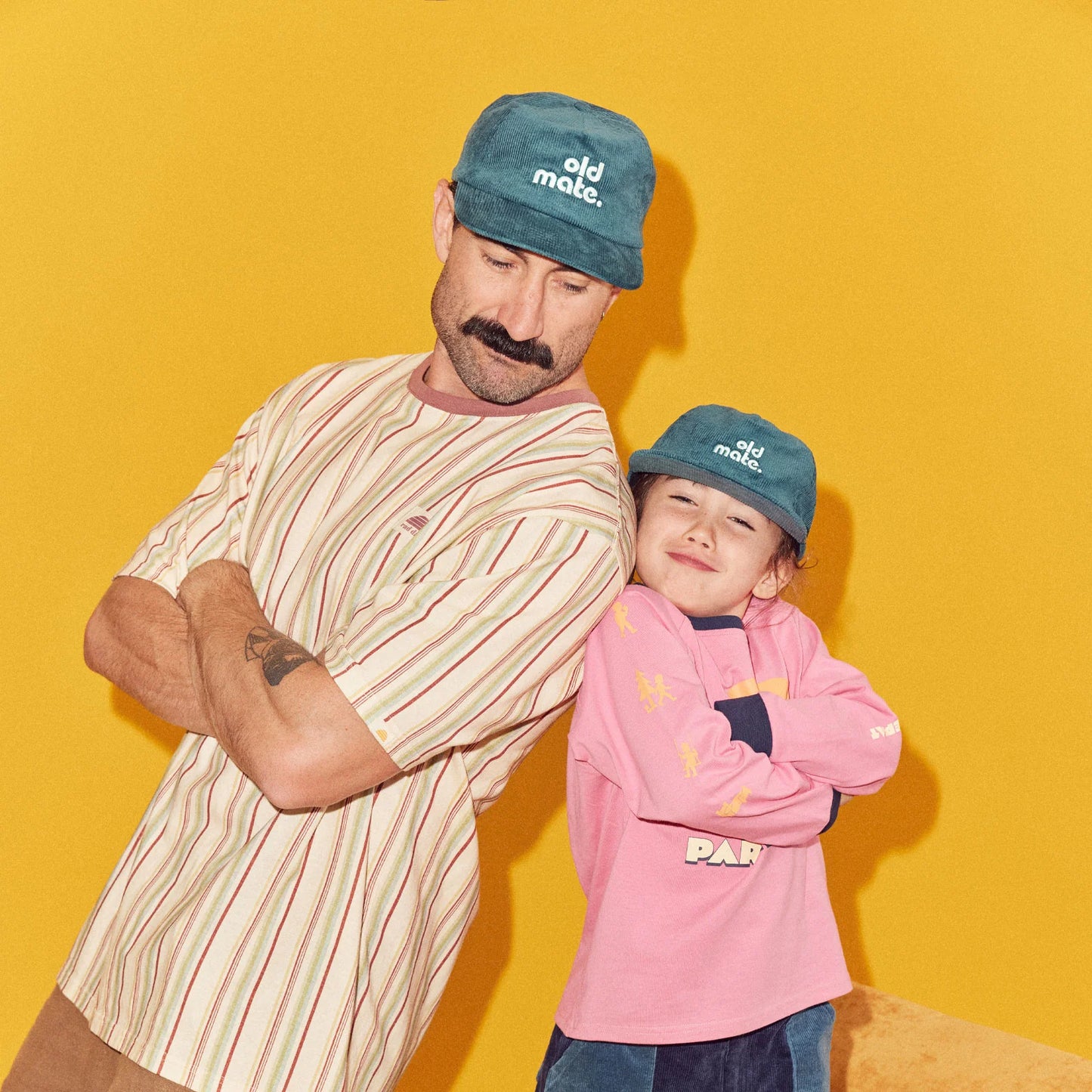 Old Mate Pinch Front Cord Adult Cap - Teal