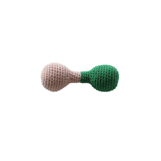 Crochet Dumbbell Rattle Pink/Green