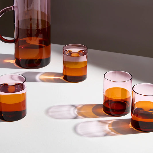 Two Tone Glasses - Set of 4Pink + Amber