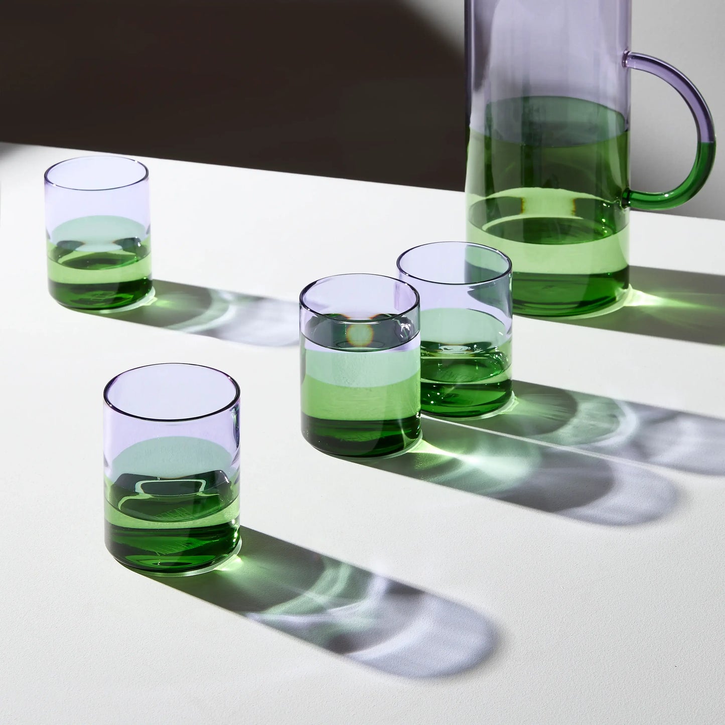 Two Tone Glasses - Set of 4Lilac + Green