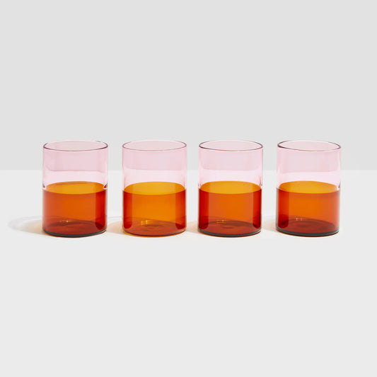 Two Tone Glasses - Set of 4Pink + Amber