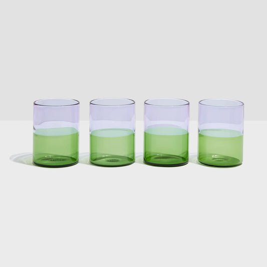 Two Tone Glasses - Set of 4Lilac + Green