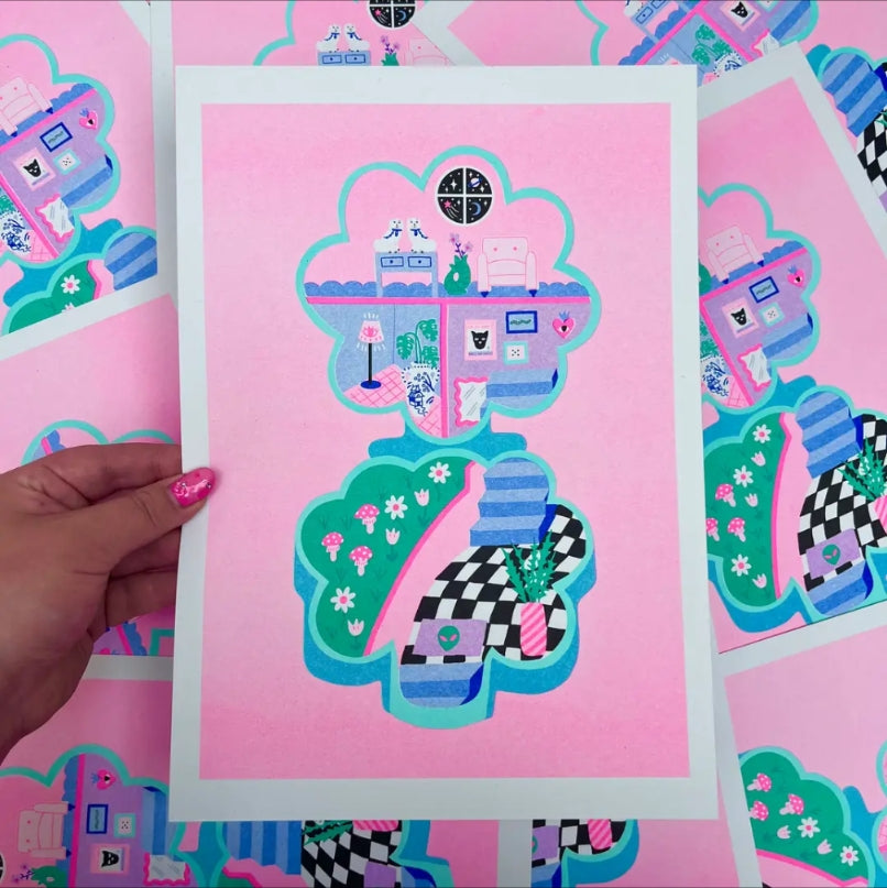 Polly Pocket A4 Risograph Print