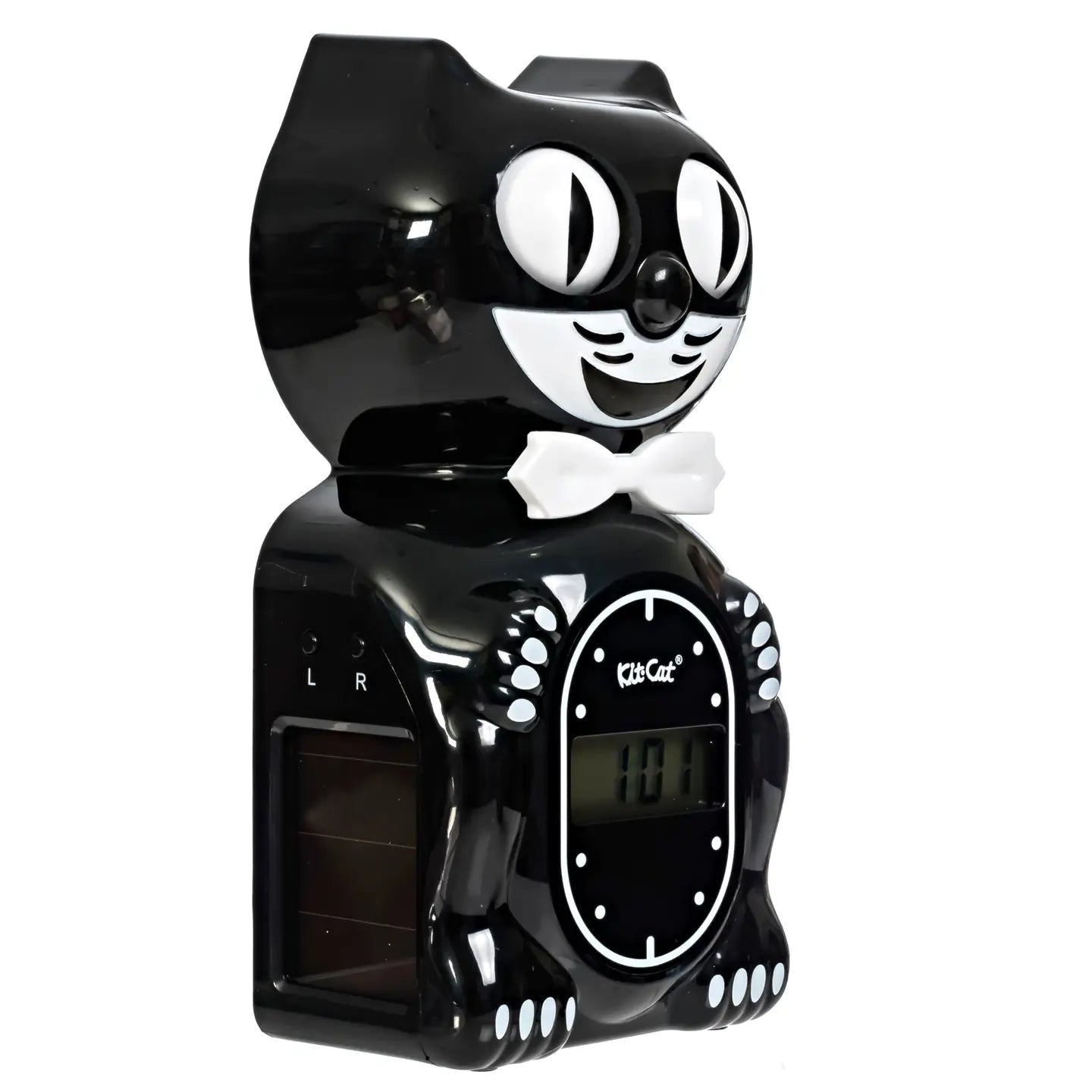 Kit Cat Klock Solar Digital Alarm Klock Classic Black Side Angle Left