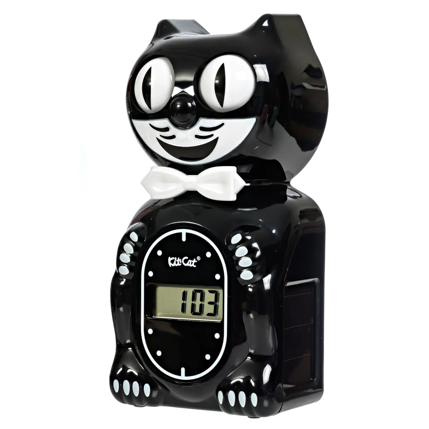 Kit Cat Klock Solar Digital Alarm Klock Classic Black Side Angle Right