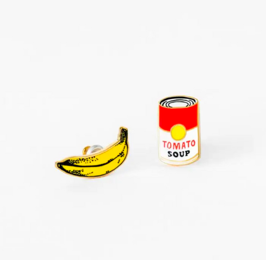 Pop Art Banana and Soup Artsy Studs