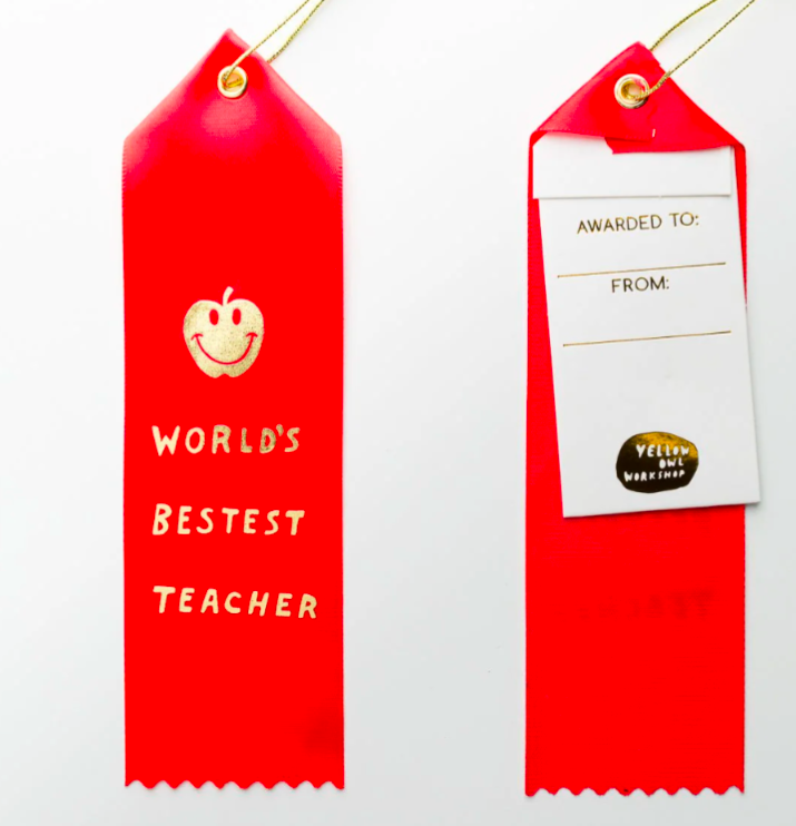 Award Ribbon Note - Worlds Best Teacher