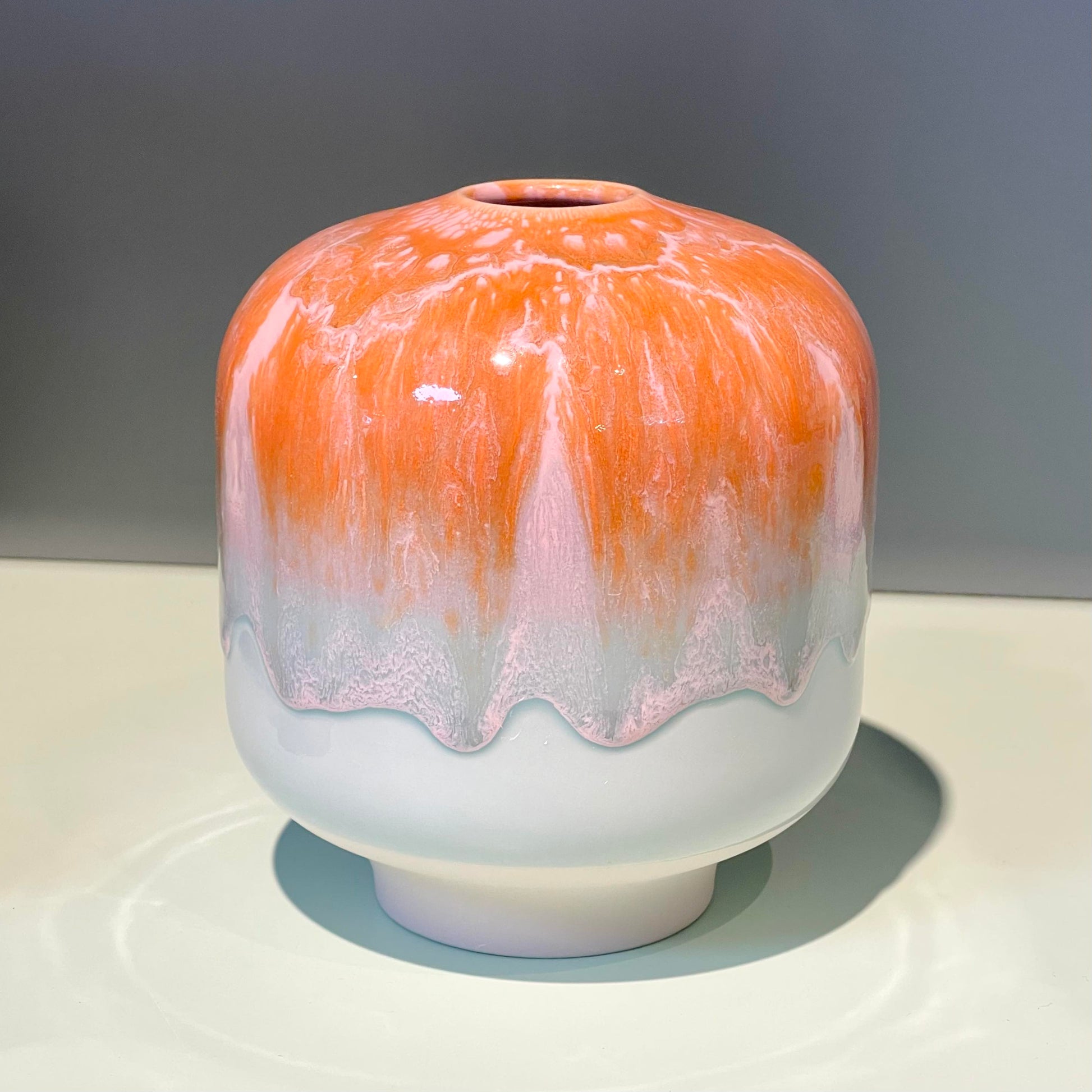 Studio Arhoj Hana Vase Large 6 Hand-cast Hand-glazed Porcelain Colour Orange Pastel Blue White