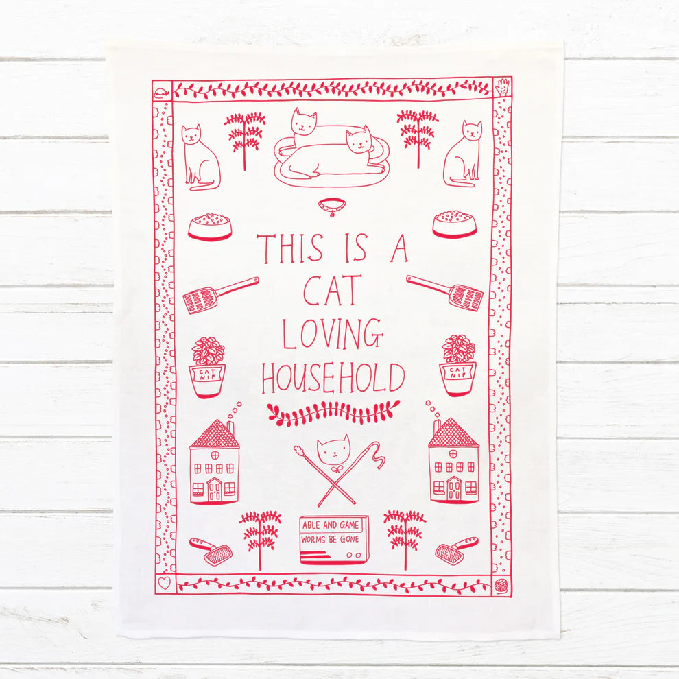 Tea Towel - This Is A Cat Loving Household