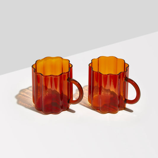 TWO x WAVE MUGS - AMBER