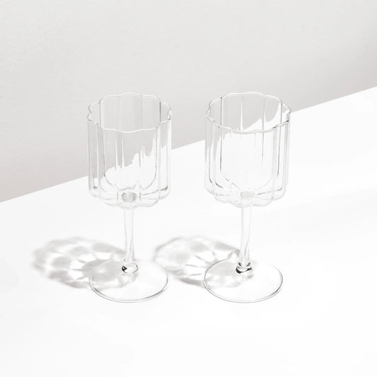 TWO x WAVE WINE GLASSES - CLEAR