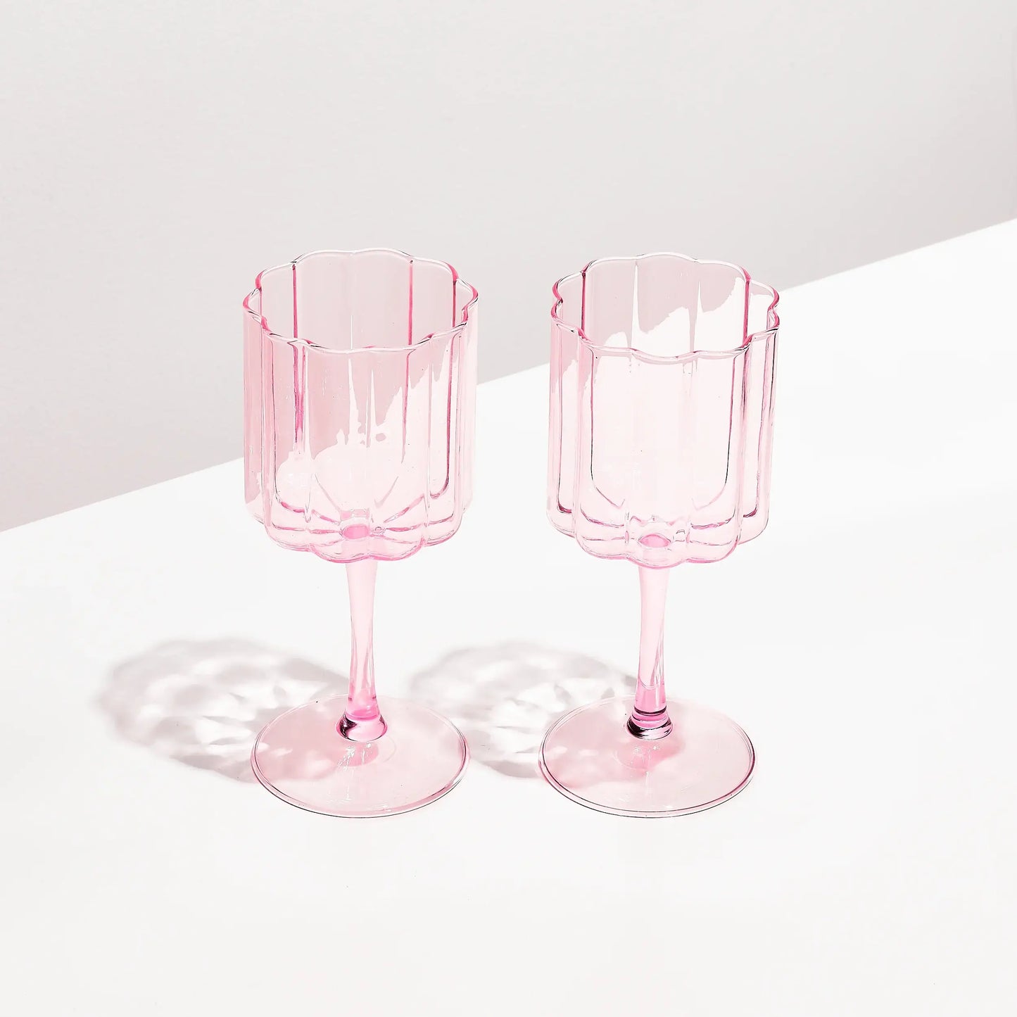 TWO x WAVE WINE GLASSES - PINK