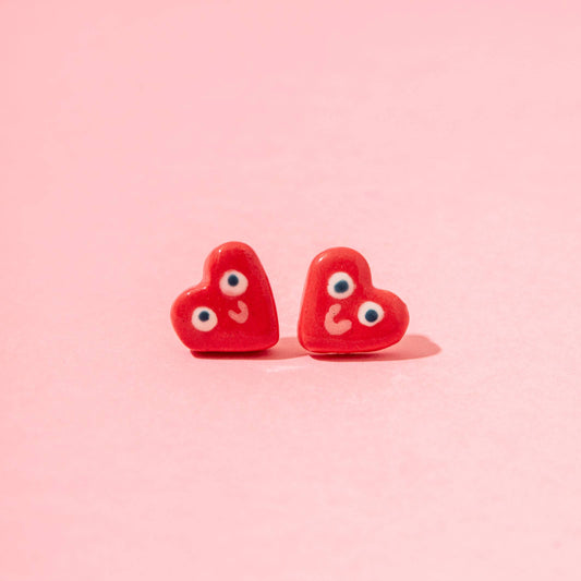 Ceramic Heart / Stud Earrings