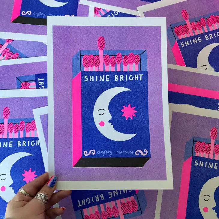 Shine Bright Matchbox A4 Risograph Print