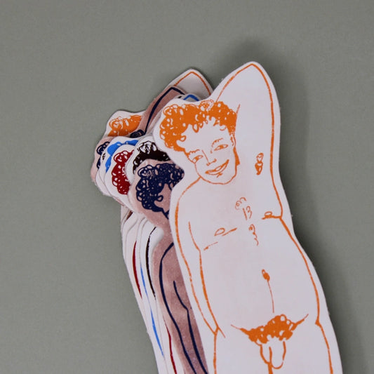 Relaxed Nude Hand Painted Leather Bookmark Man