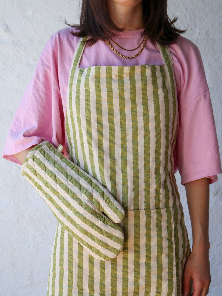 Pistachio Seersucker Oven Mitt