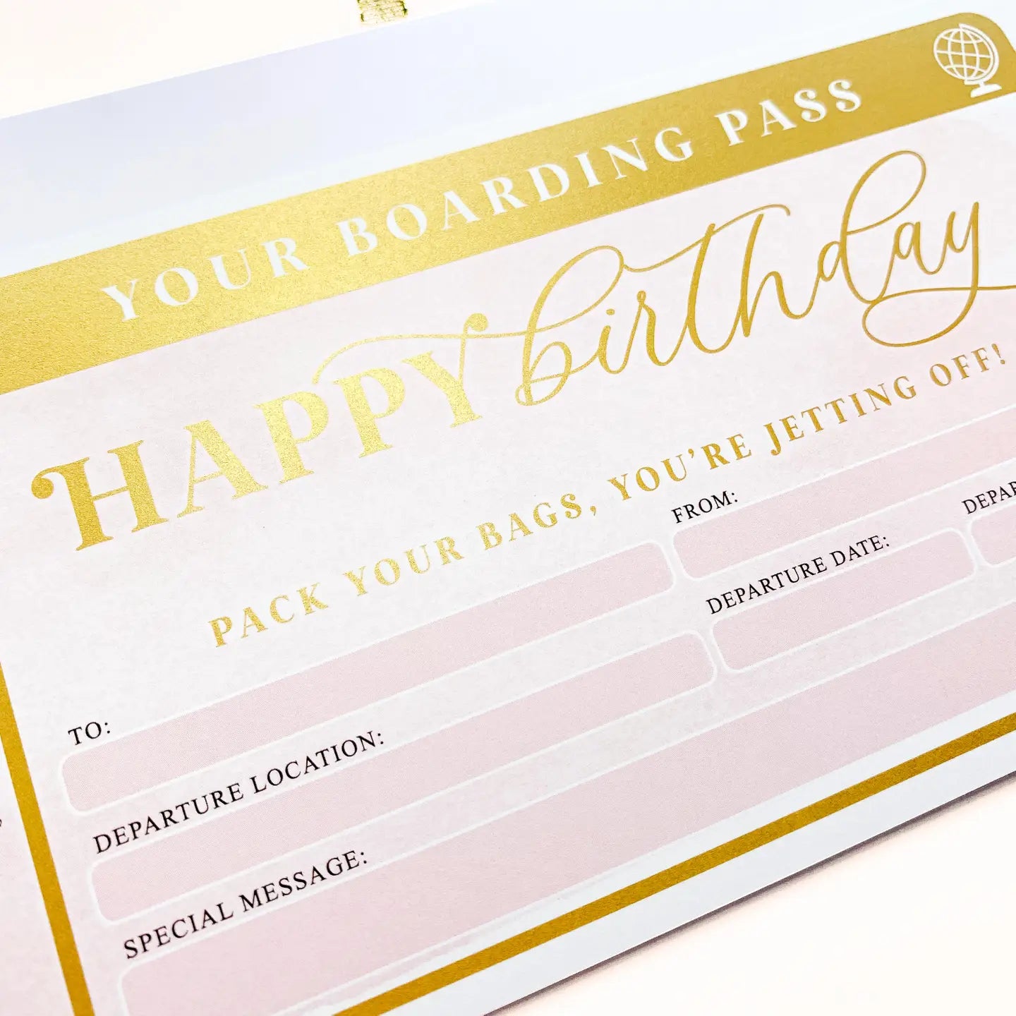 Scratch-off Birthday Boarding Pass Voucher Watercolour Pink