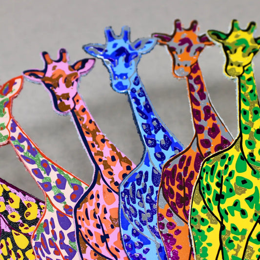 Giraffe Shaped Leather Bookmark Cornflower