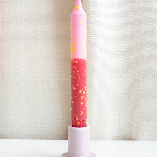 Taper Candle - Pink & Red Yellow Confetti