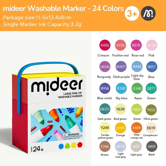 Mideer Large Fine-Tip Washable Marker - 24 Colors