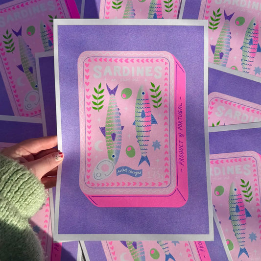 Sardines Tin A4 Risograph Print