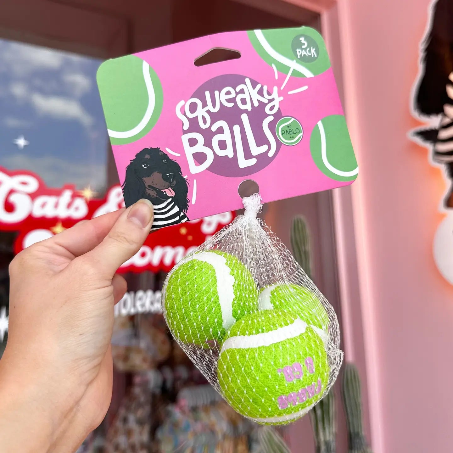 Pack of Three Squeaky Balls: Green