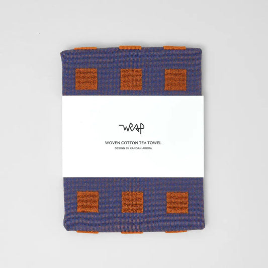 Squares Burgundy/Blue Tea Towel