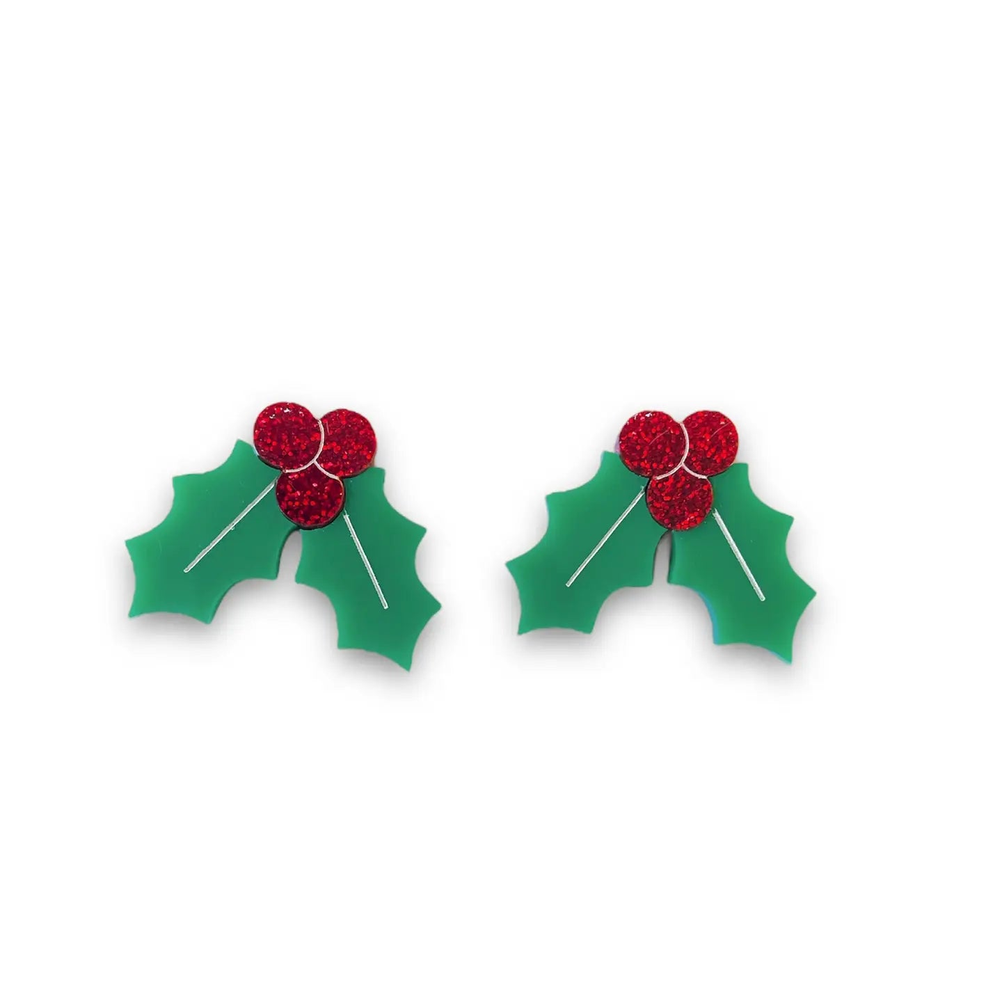 Holly Acrylic Christmas Stud Earrings