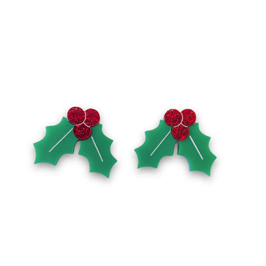 Holly Acrylic Christmas Stud Earrings