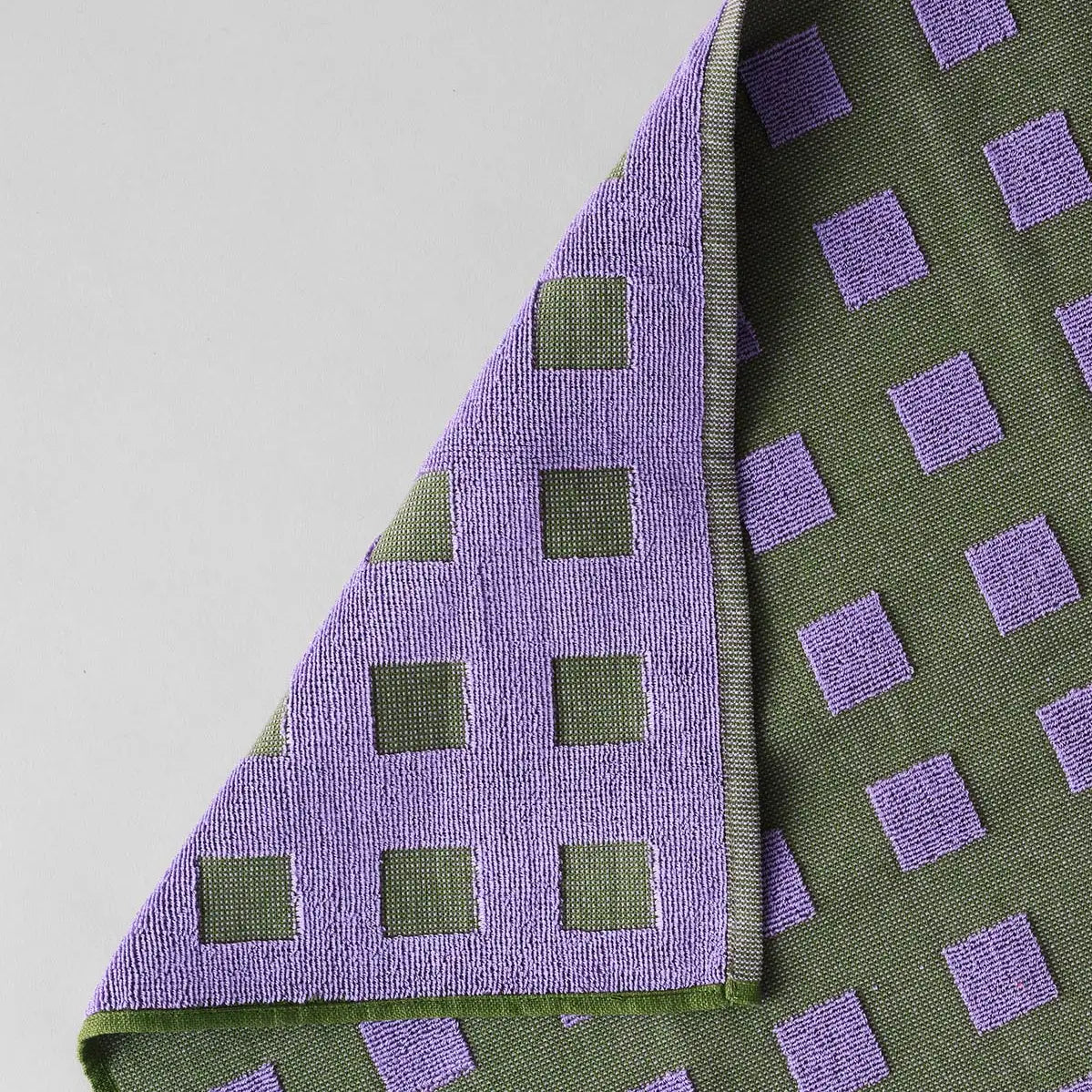 'squares Olive/Lilac' Tea Towel