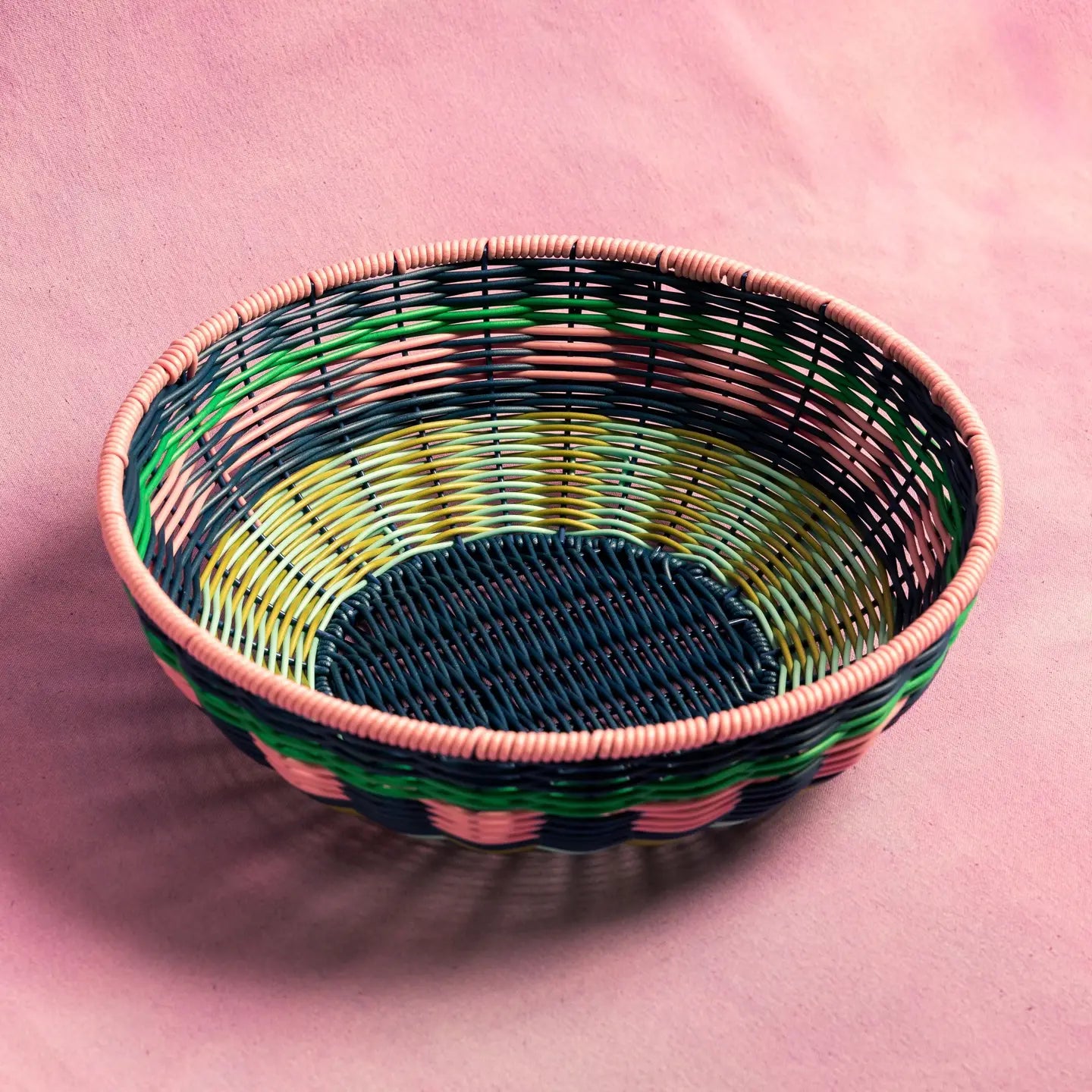 Woven Bowl - Pink/Navy