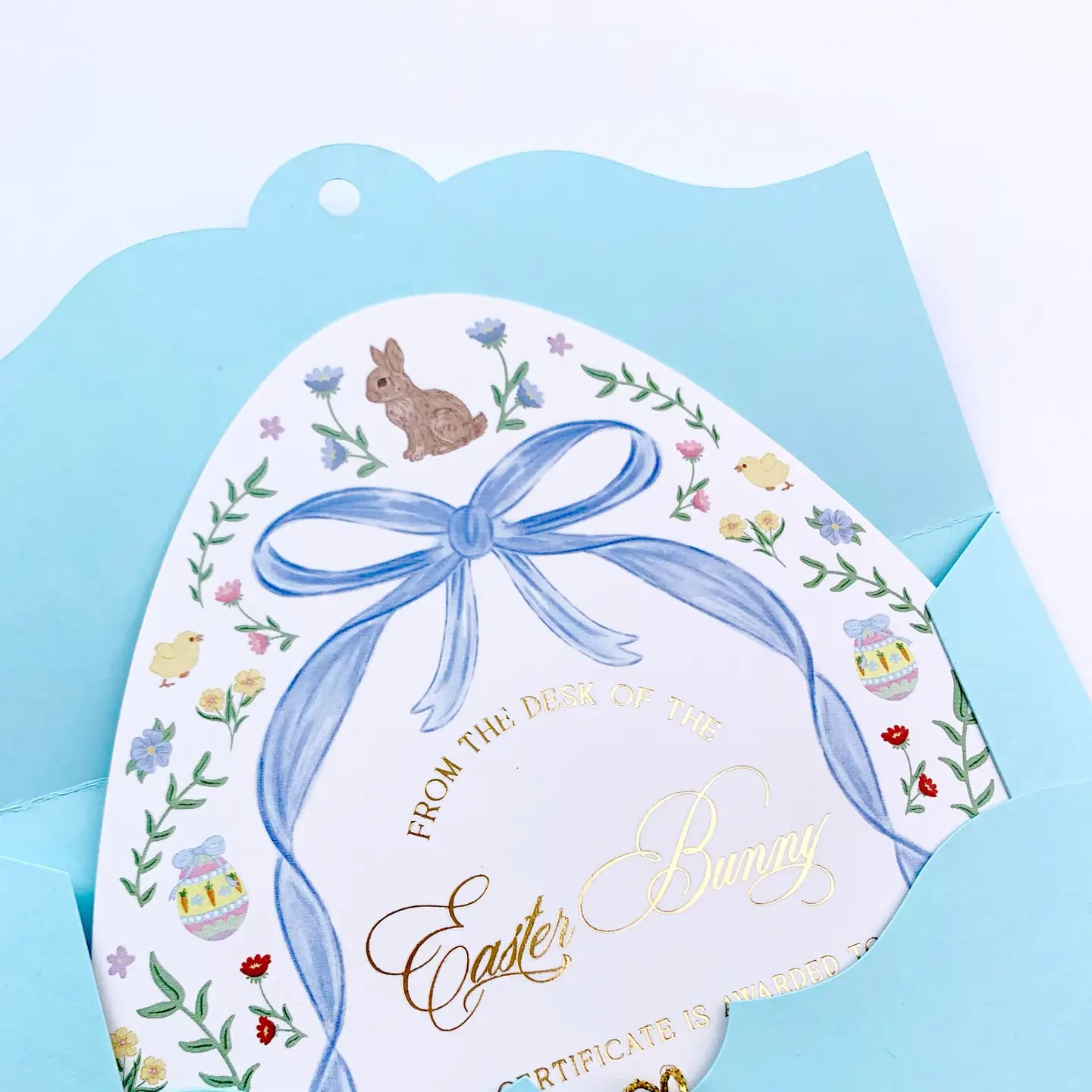 Easter Bunny Good Egg Certificate and Envelope Blue