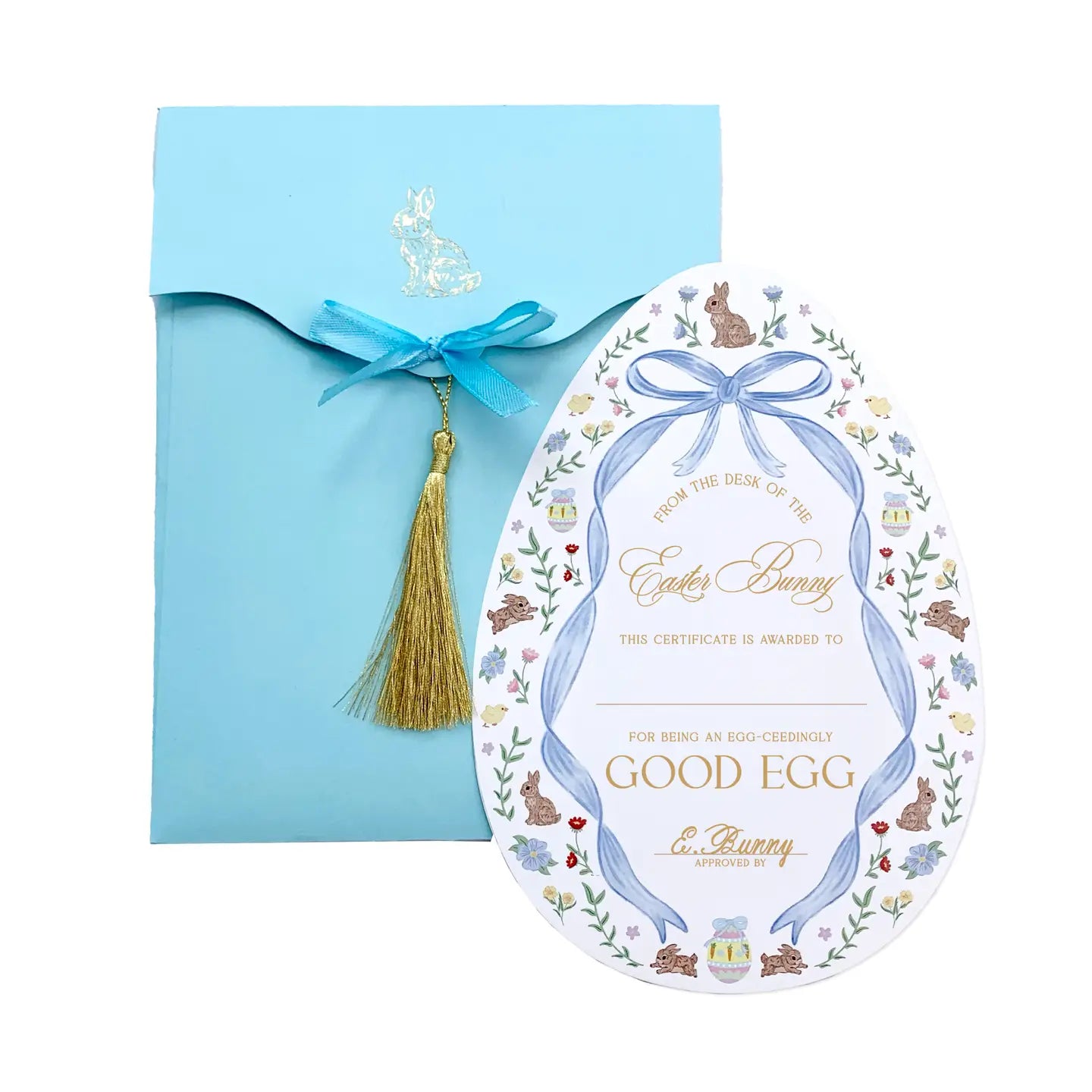 Easter Bunny Good Egg Certificate and Envelope Blue