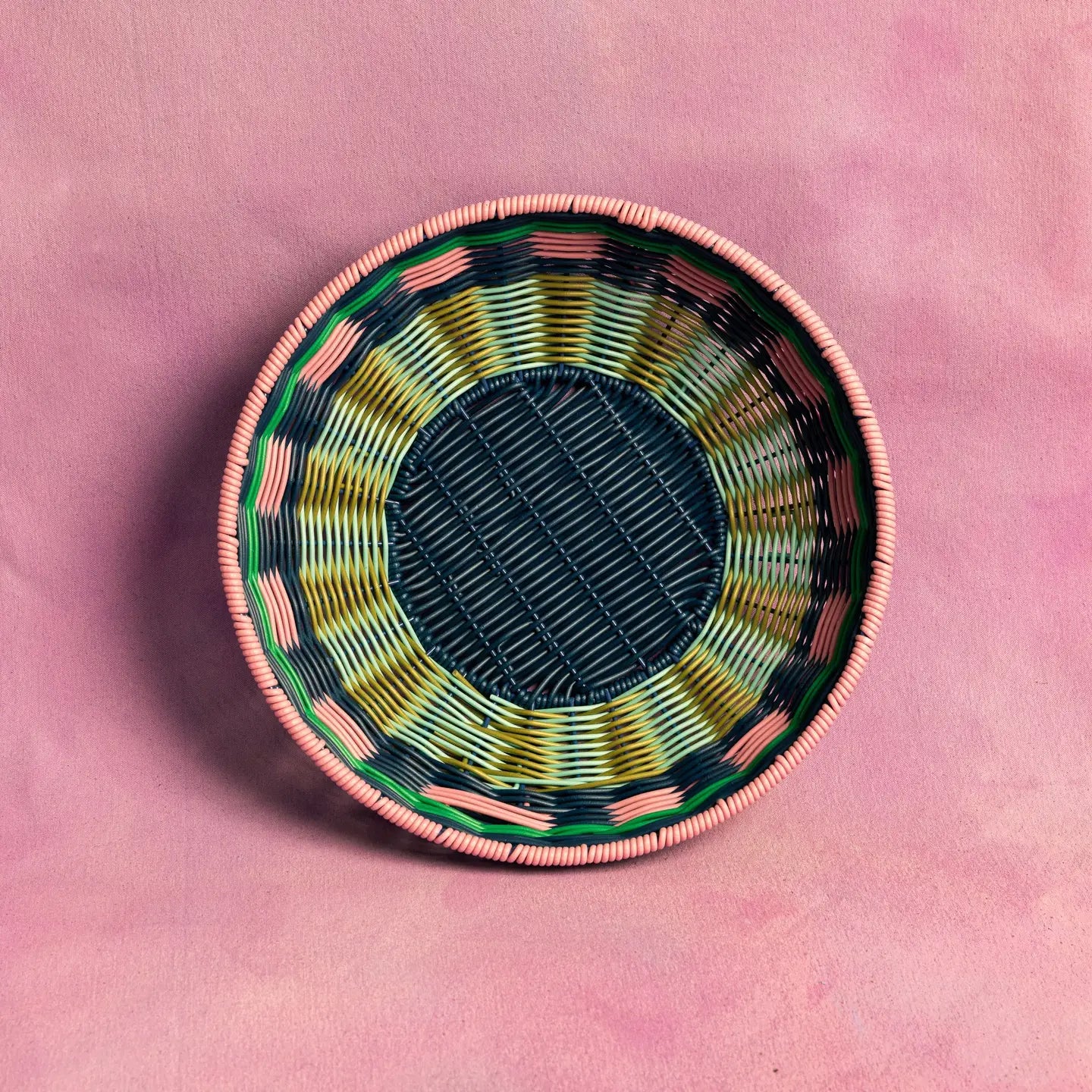 Woven Bowl - Pink/Navy