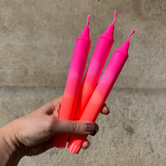Neon Pink & Orange Ombré Candle