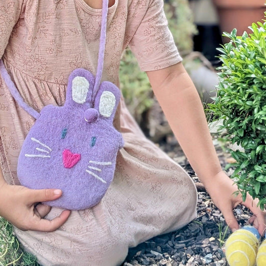 Felt Bunny Easter Hunt Bag - Lilac Purple