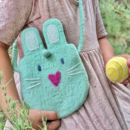 Felt Bunny Easter Hunt Bag - Mint