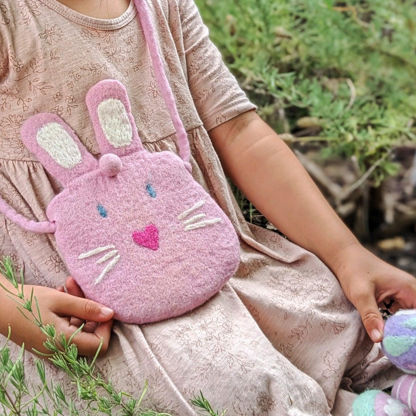 Felt Bunny Easter Hunt Bag - Pink